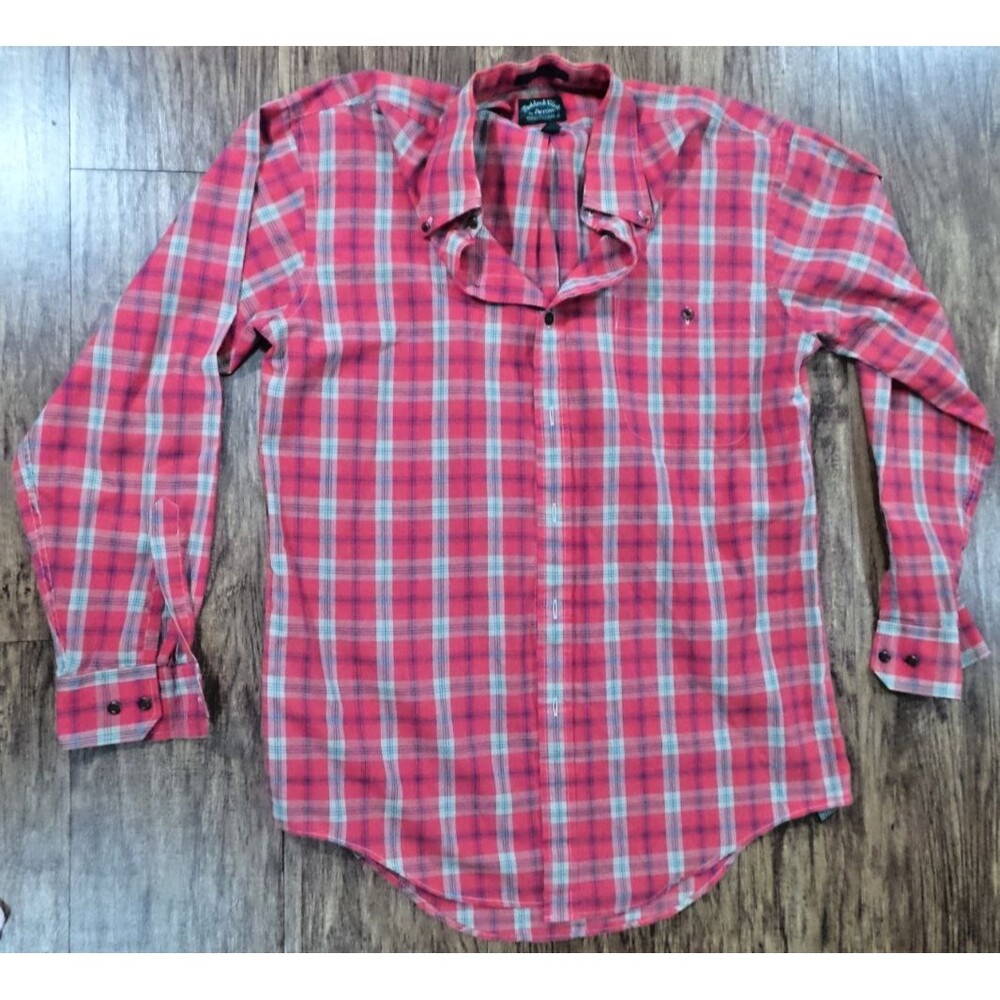 Paddock Club by Arrow Men's Long Sleeve Button Down Long Sleeve Plaid Medium